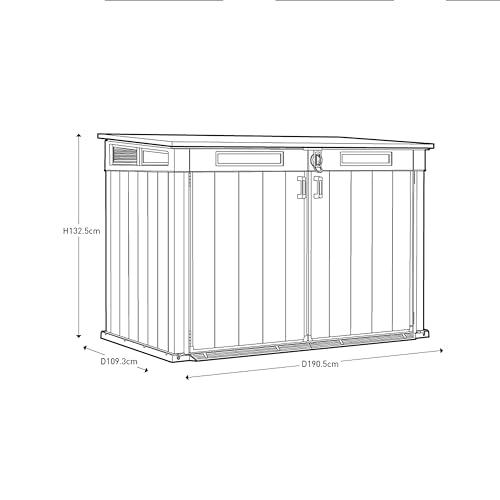 Grande Store Outdoor Double Door Garden Furniture Storage Shed Grey Duotech+ Wood Look and Feel | Fade Free | All Weather Resistant | Safe and Secure | Zero Maintenance