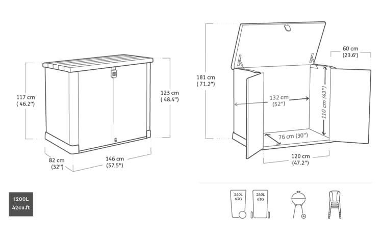 Store It Out Pro Outdoor Garden Furniture Storage Shed Grey| Fade Free | All Weather Resistant | Safe and Secure | Zero Maintenance | 5 year Warranty