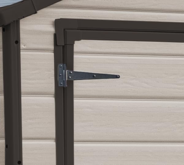 Manor Outdoor Apex Double Door Garden Storage Shed 6 x 8ft Beige Brown Wood effect | Fade Free | All Weather Resistant | Safe and Secure | Zero Maintenance | 15 year Warranty