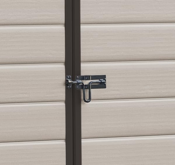 Manor Outdoor Apex Double Door Garden Storage Shed 6 x 8ft Beige Brown Wood effect | Fade Free | All Weather Resistant | Safe and Secure | Zero Maintenance | 15 year Warranty