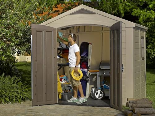 Factor 8 x 6 ft Outdoor Storage Shed, Beige/Brown