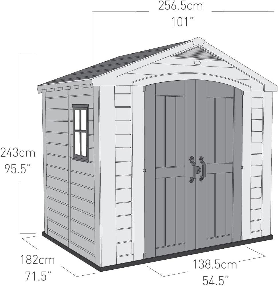 Factor 8 x 6 ft Outdoor Storage Shed, Beige/Brown