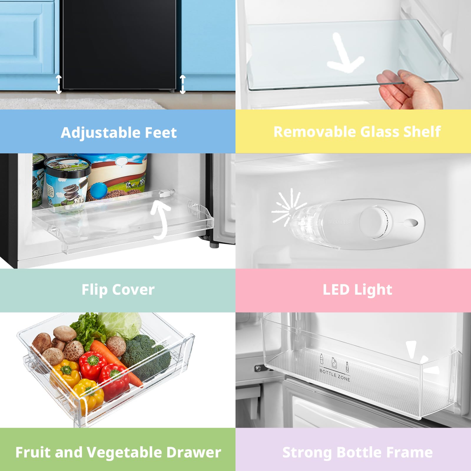 RCB169BL2UK(E) 174 Litre Freestanding Fridge Freezer, Low Frost, Adjustable thermostat, Energy Saving LED lights, Reversible Door Hinge, Low Noise- Black