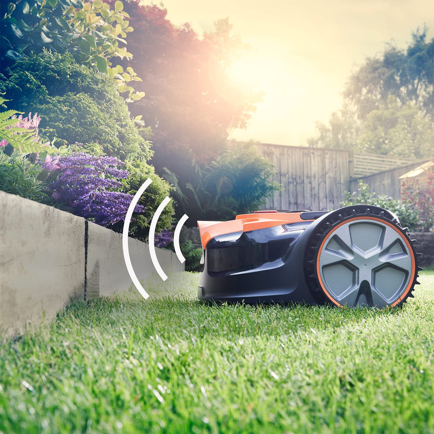 OcuMow 6 Drop and Mow Robot Lawnmower & Cordless Grass Trimmer with 2x MX 24V lithium batteries and fast charger. No Boundary Wire, App or Outdoor Socket needed. For lawns up to 300m2