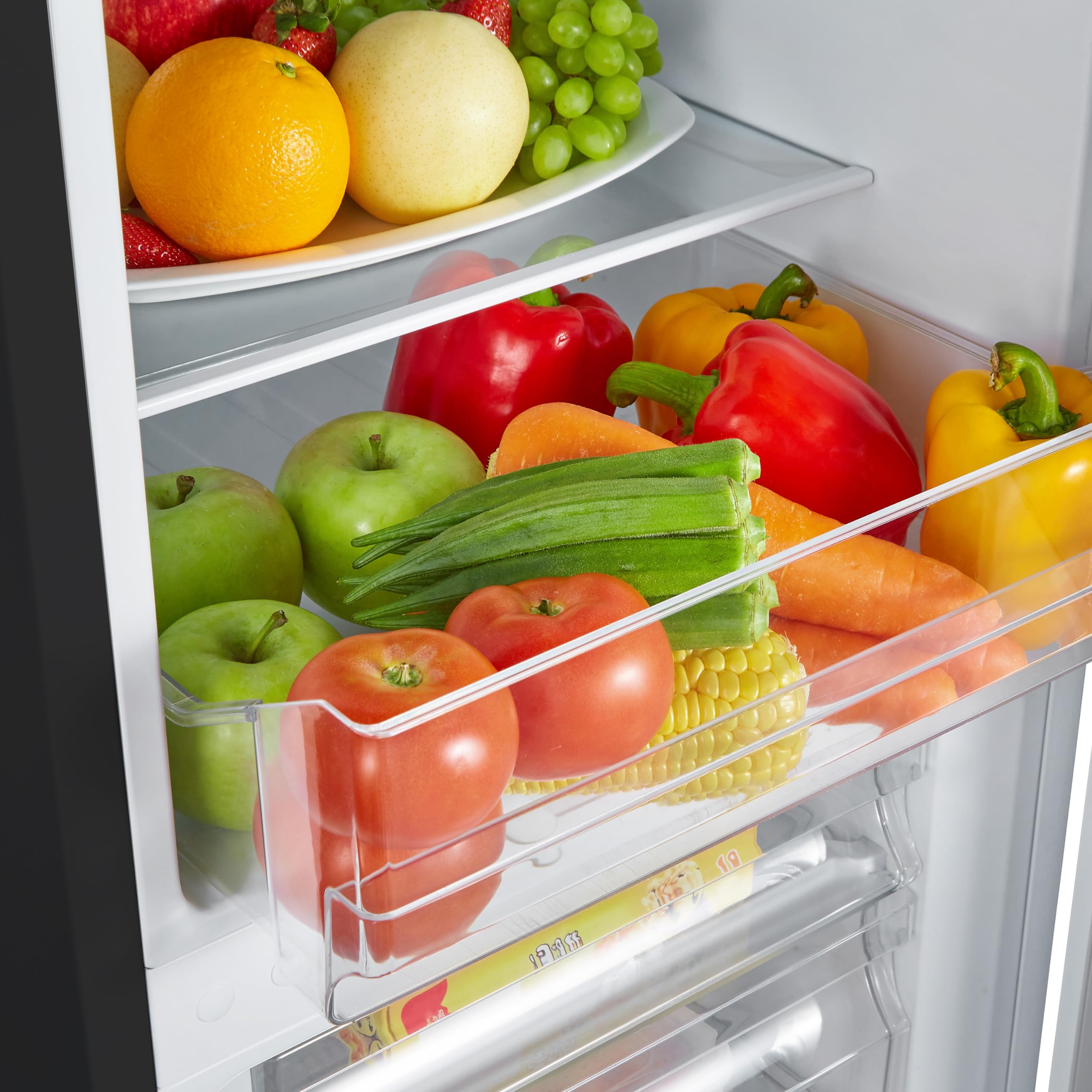 MC50165EB 50cm Freestanding 60/40 Fridge Freezer - 175-litre capacity with Crisper box - Reversible Door - LED Lighting- 4 Star Freezer Rating - Black - E Rated