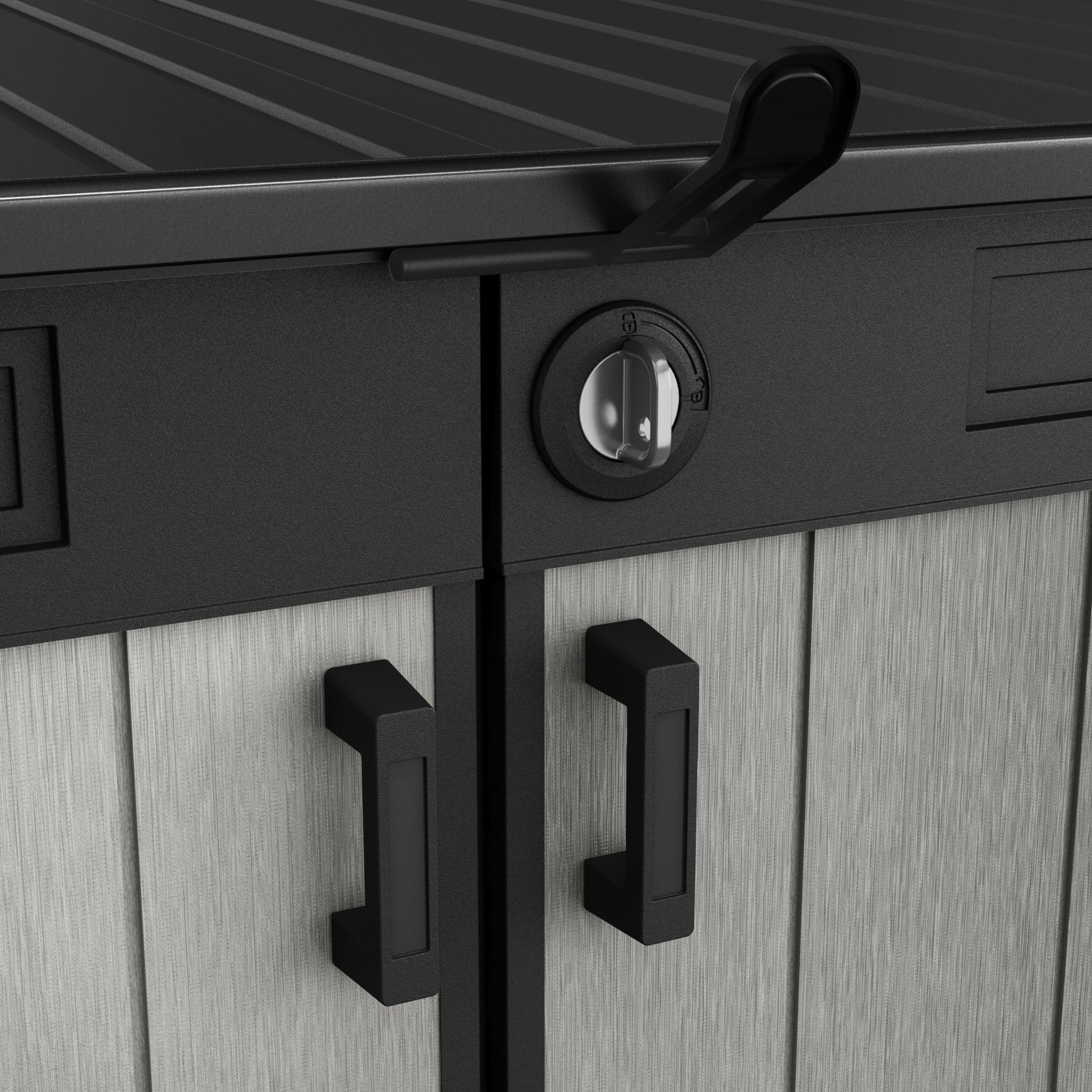 Grande Store Outdoor Double Door Garden Furniture Storage Shed Grey Duotech+ Wood Look and Feel | Fade Free | All Weather Resistant | Safe and Secure | Zero Maintenance