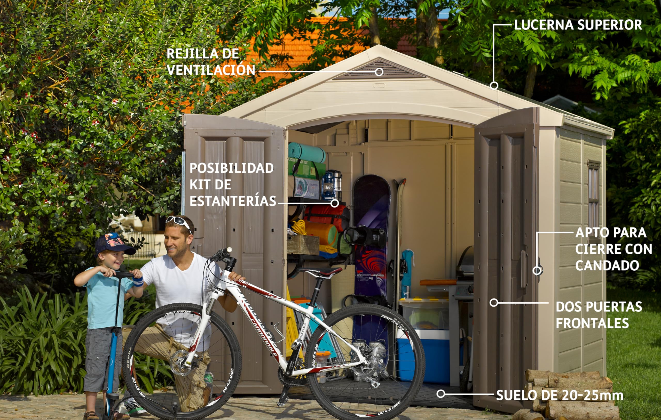 Factor 8 x 6 ft Outdoor Storage Shed, Beige/Brown