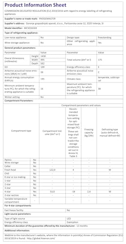 MC50165EB 50cm Freestanding 60/40 Fridge Freezer - 175-litre capacity with Crisper box - Reversible Door - LED Lighting- 4 Star Freezer Rating - Black - E Rated