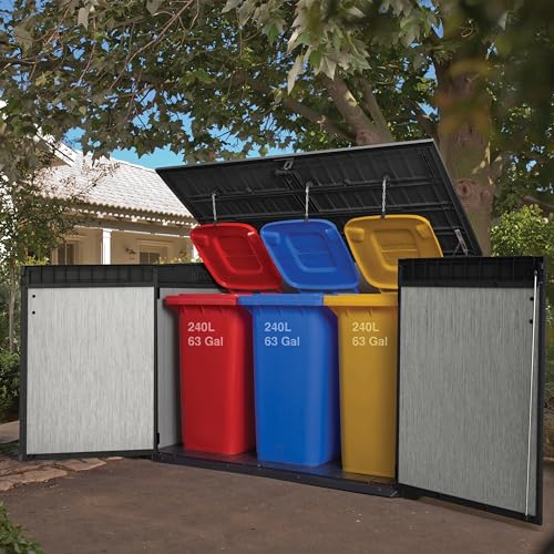 Grande Store Outdoor Double Door Garden Furniture Storage Shed Grey Duotech+ Wood Look and Feel | Fade Free | All Weather Resistant | Safe and Secure | Zero Maintenance