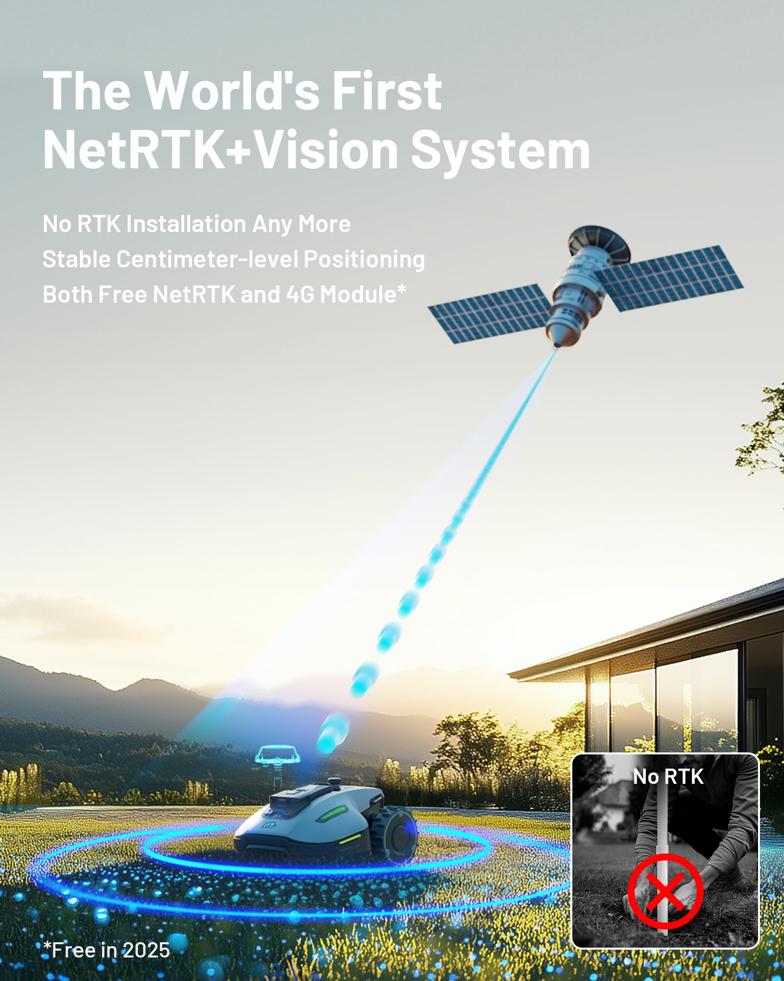 mini Robot Lawn Mower without Boundary Auto Mapping UltraSense Al Vision, 80% Gradient, 25-70 mm Cutting Height (YUKAmini700)