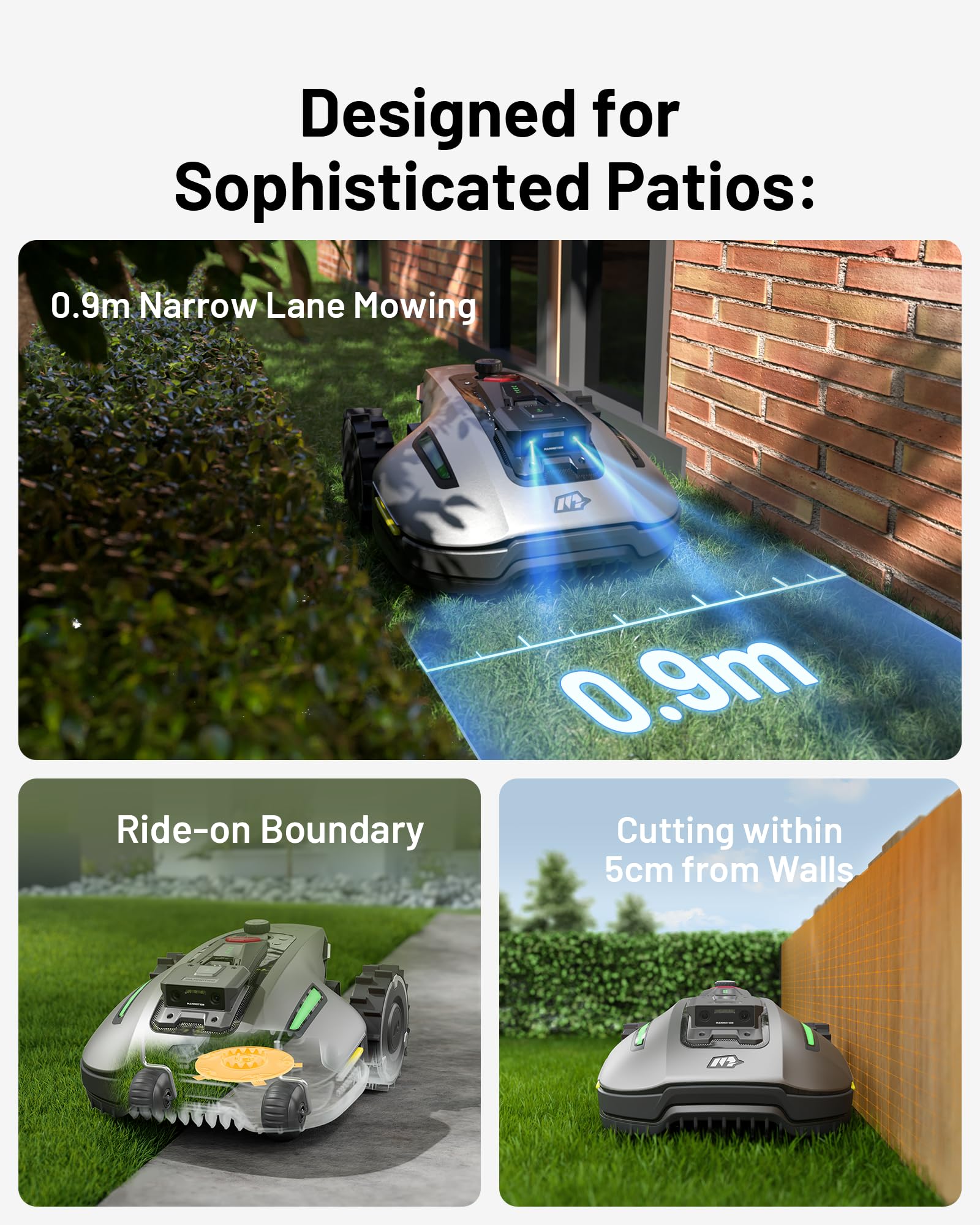 mini Robot Lawn Mower without Boundary Auto Mapping UltraSense Al Vision, 80% Gradient, 25-70 mm Cutting Height (YUKAmini700)