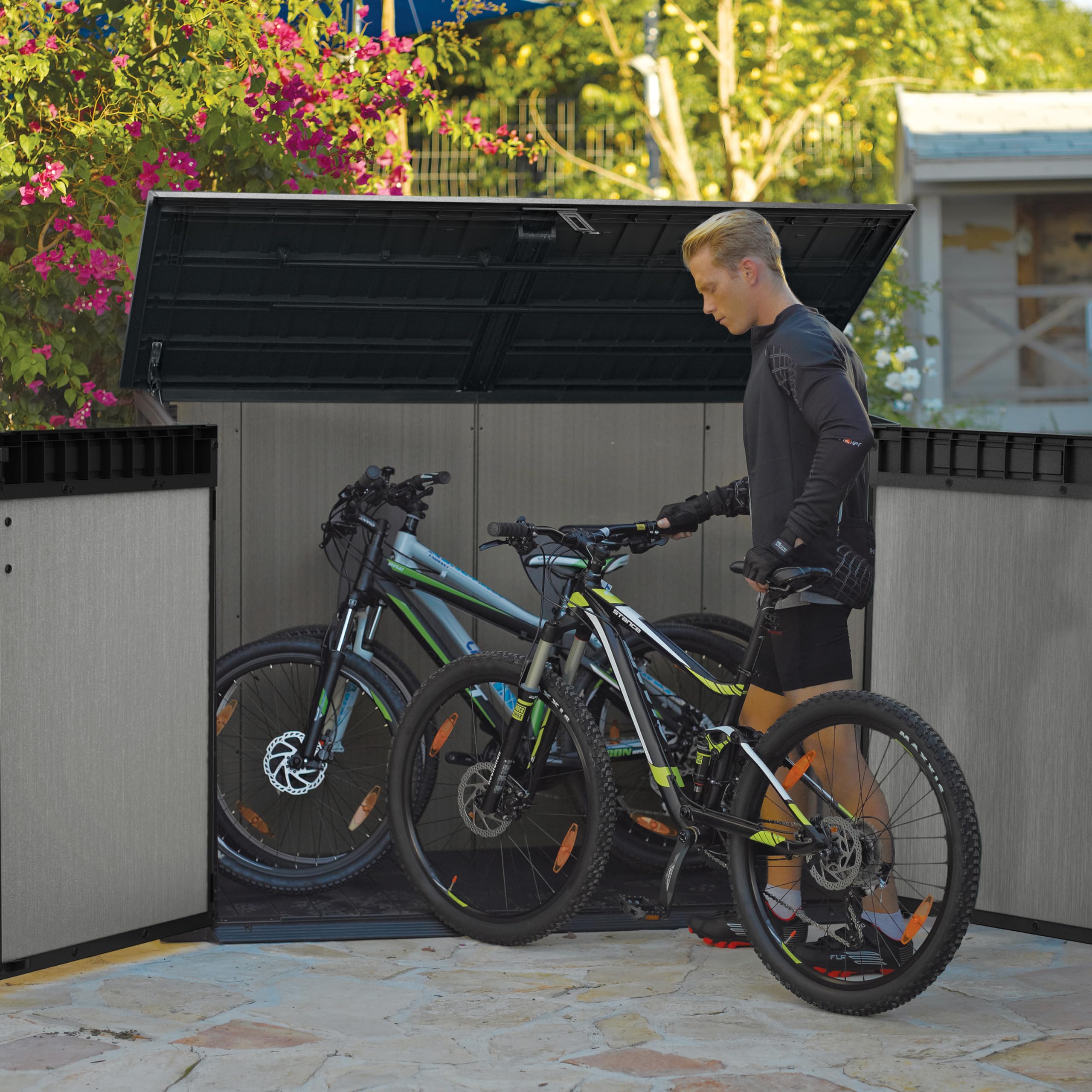 Grande Store Outdoor Double Door Garden Furniture Storage Shed Grey Duotech+ Wood Look and Feel | Fade Free | All Weather Resistant | Safe and Secure | Zero Maintenance